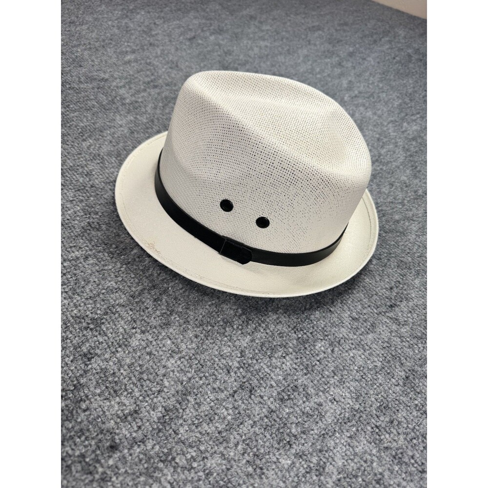 Velero XL White Panama Style Fedora Hat Black Band Lightweight Summer Men's